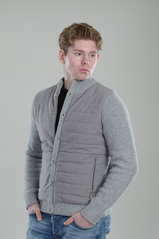 Quilted wool cardigan jacket