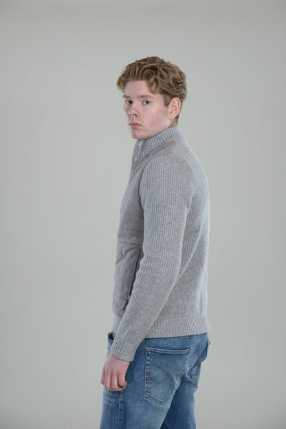 Quilted wool cardigan jacket