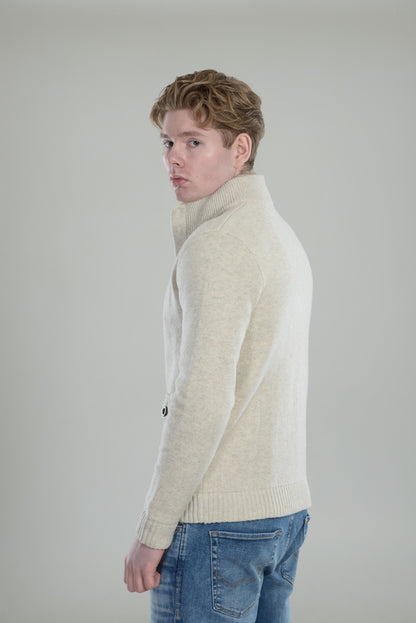 Wool cardigan jacket with fur